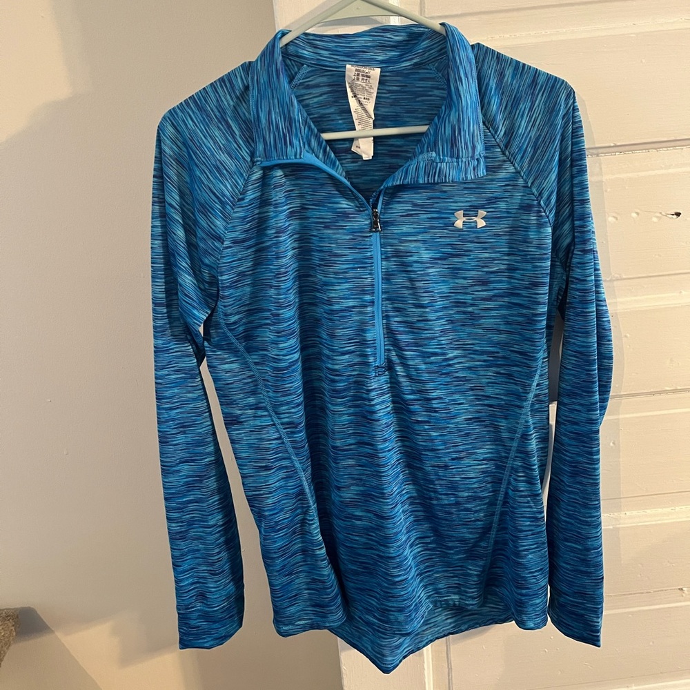 NWOT blue pattern under armour large 1/2 zip running shirt - Picture 1 of 3